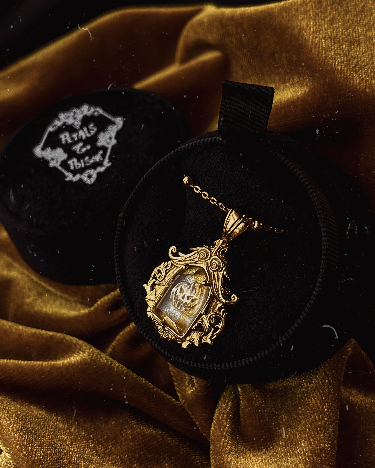 The GOLD Glass Casket "Sleepy Hollow" Necklace