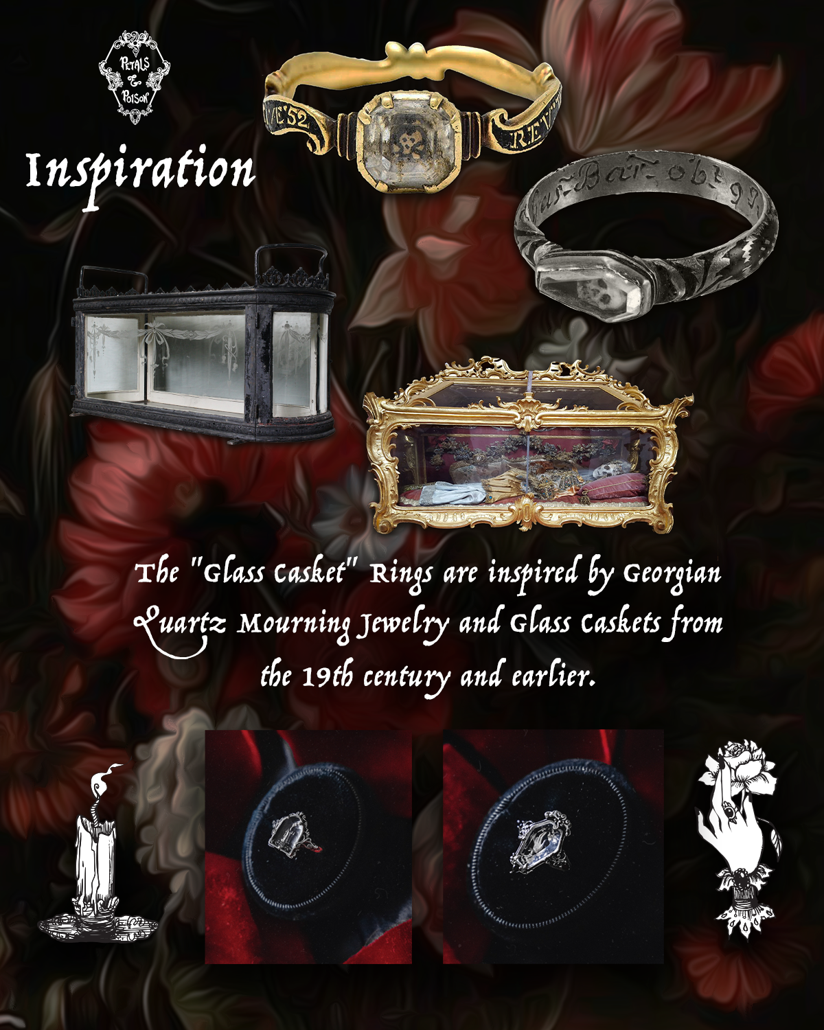 The "Mourning Hand" Glass Casket Ring