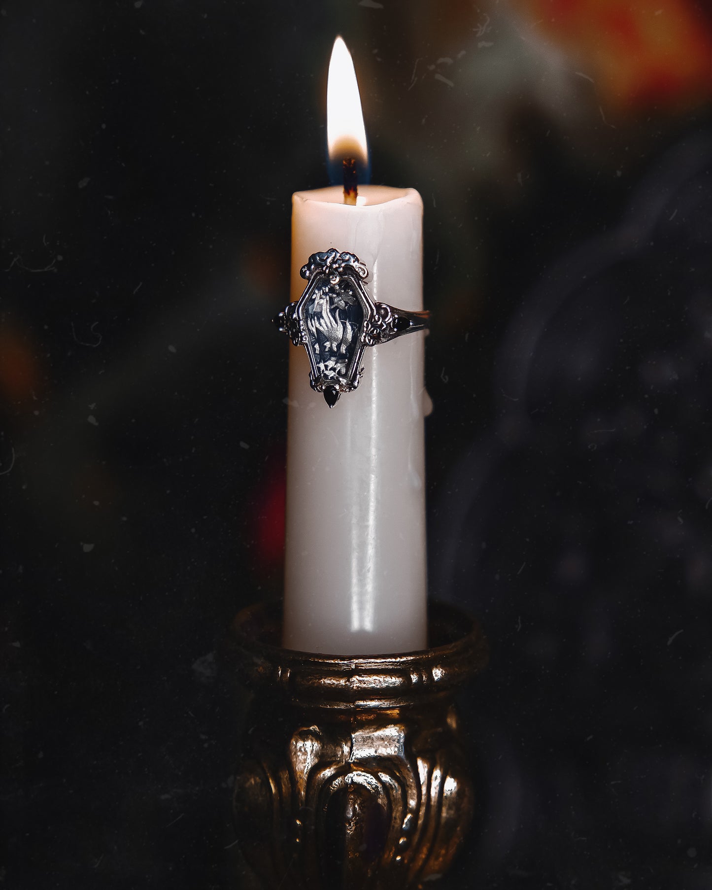 The "Mourning Hand" Glass Casket Ring
