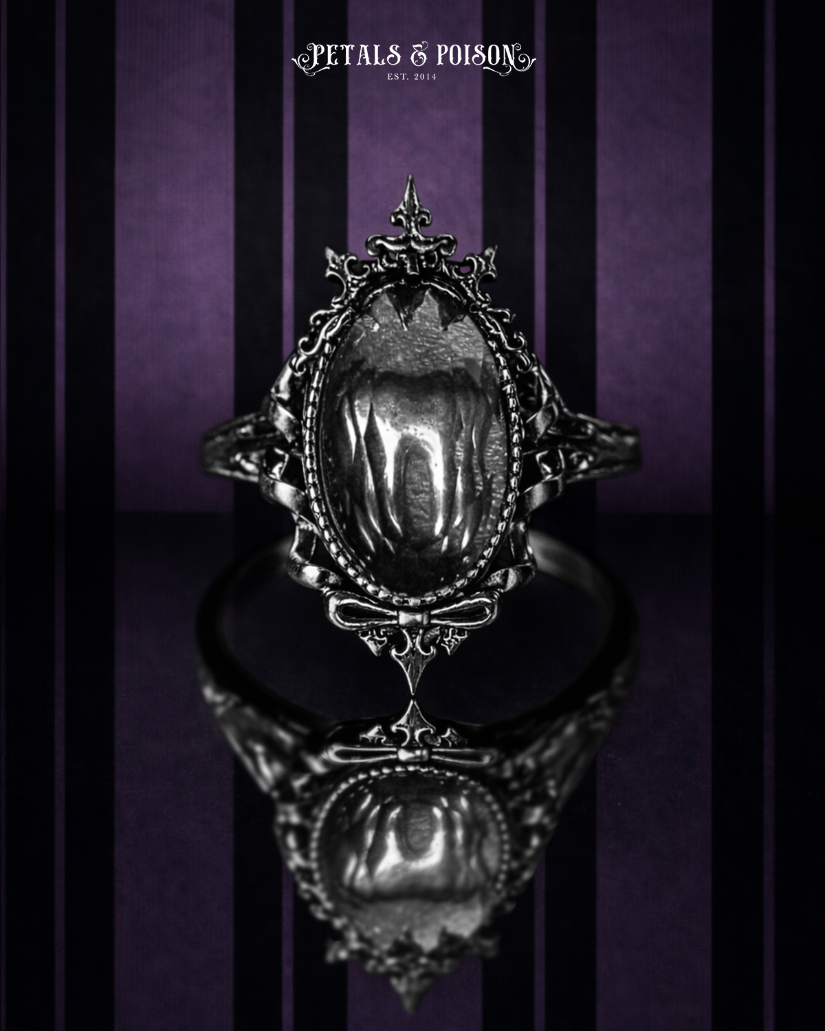 The "Black Ribbon Asylum” Glass Casket Ring