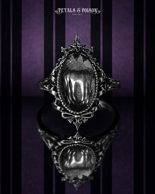 The "Black Ribbon Asylum” Glass Casket Ring
