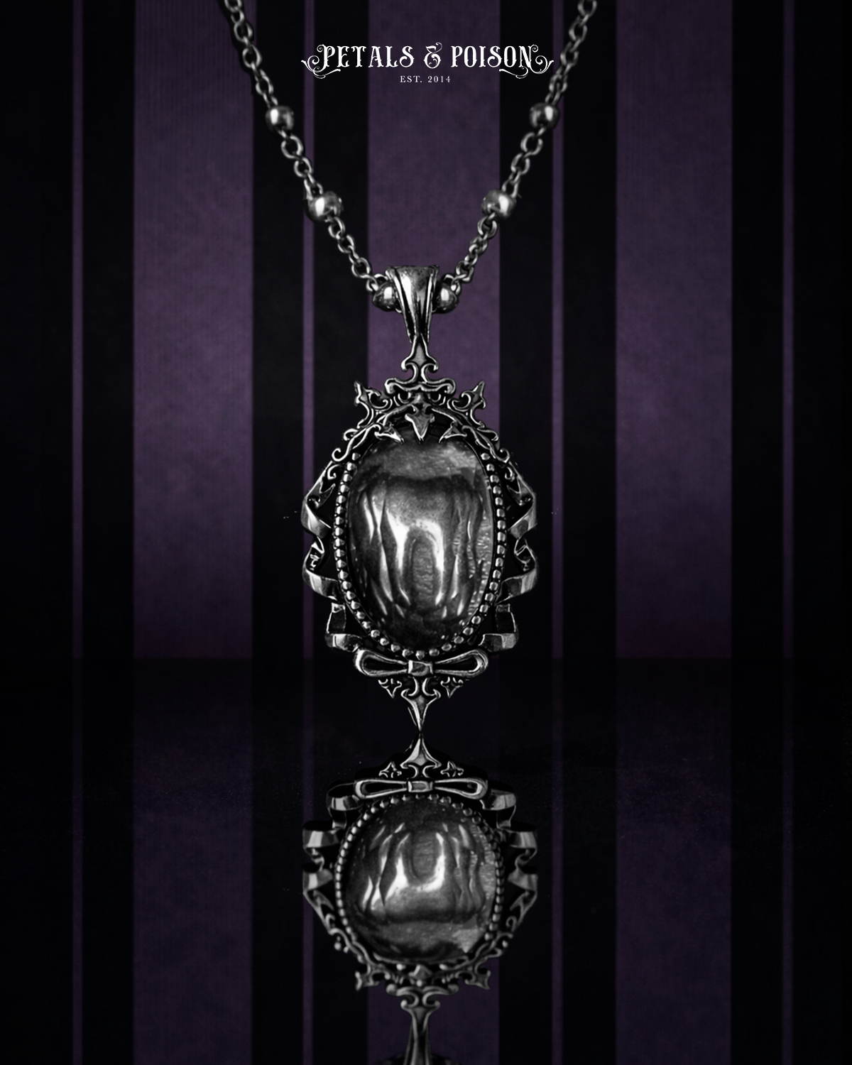 The "Black Ribbon Asylum" Glass Casket Necklace