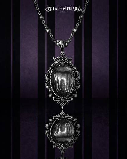 The "Black Ribbon Asylum" Glass Casket Necklace