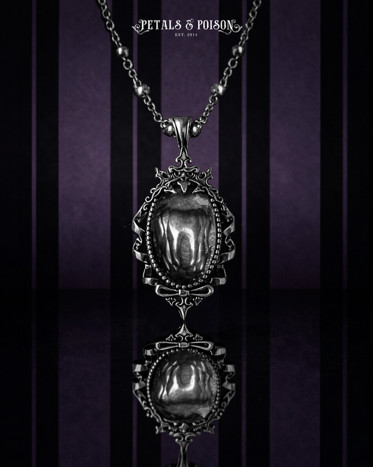 The "Black Ribbon Asylum" Glass Casket Necklace
