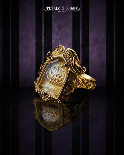 SEASONAL: The GOLD "Sleepy Hollow” Glass Casket Ring