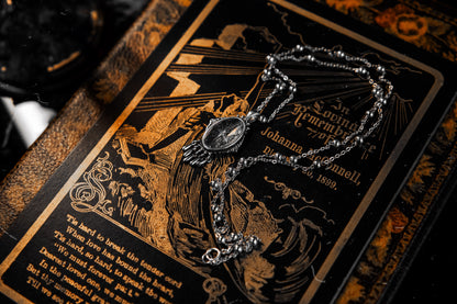 The GOLD "Ghost Moth Bride" Glass Casket Necklace