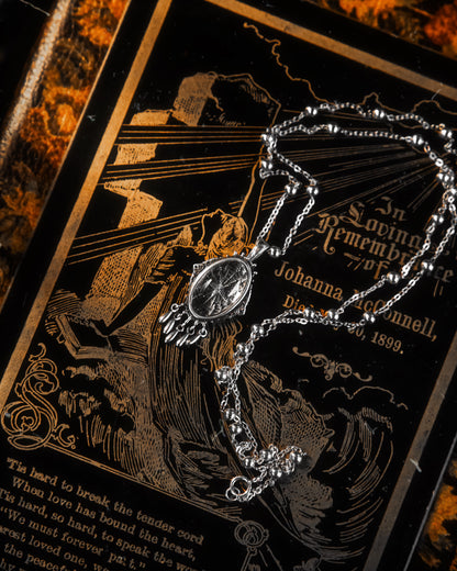 The GOLD "Ghost Moth Bride" Glass Casket Necklace