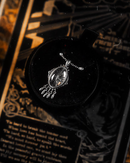 The GOLD "Ghost Moth Bride" Glass Casket Necklace