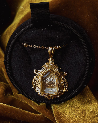 SEASONAL: The GOLD Glass Casket "Sleepy Hollow" Necklace