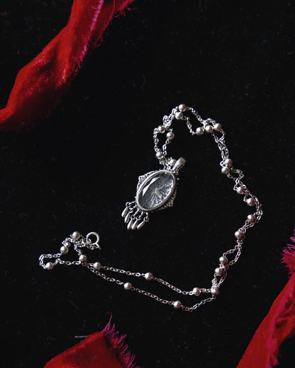 The GOLD "Ghost Moth Bride" Glass Casket Necklace
