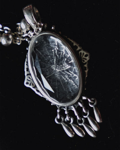 The GOLD "Ghost Moth Bride" Glass Casket Necklace