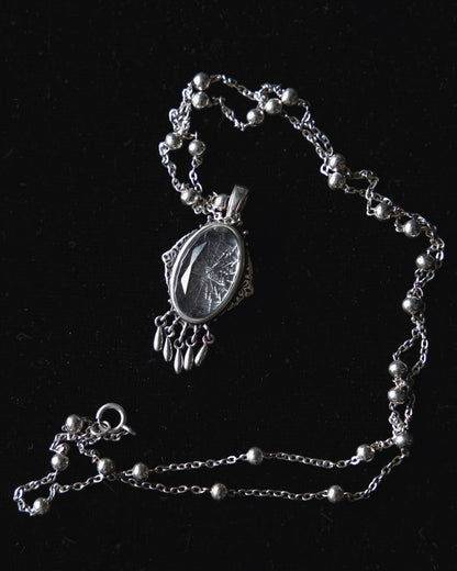 The GOLD "Ghost Moth Bride" Glass Casket Necklace