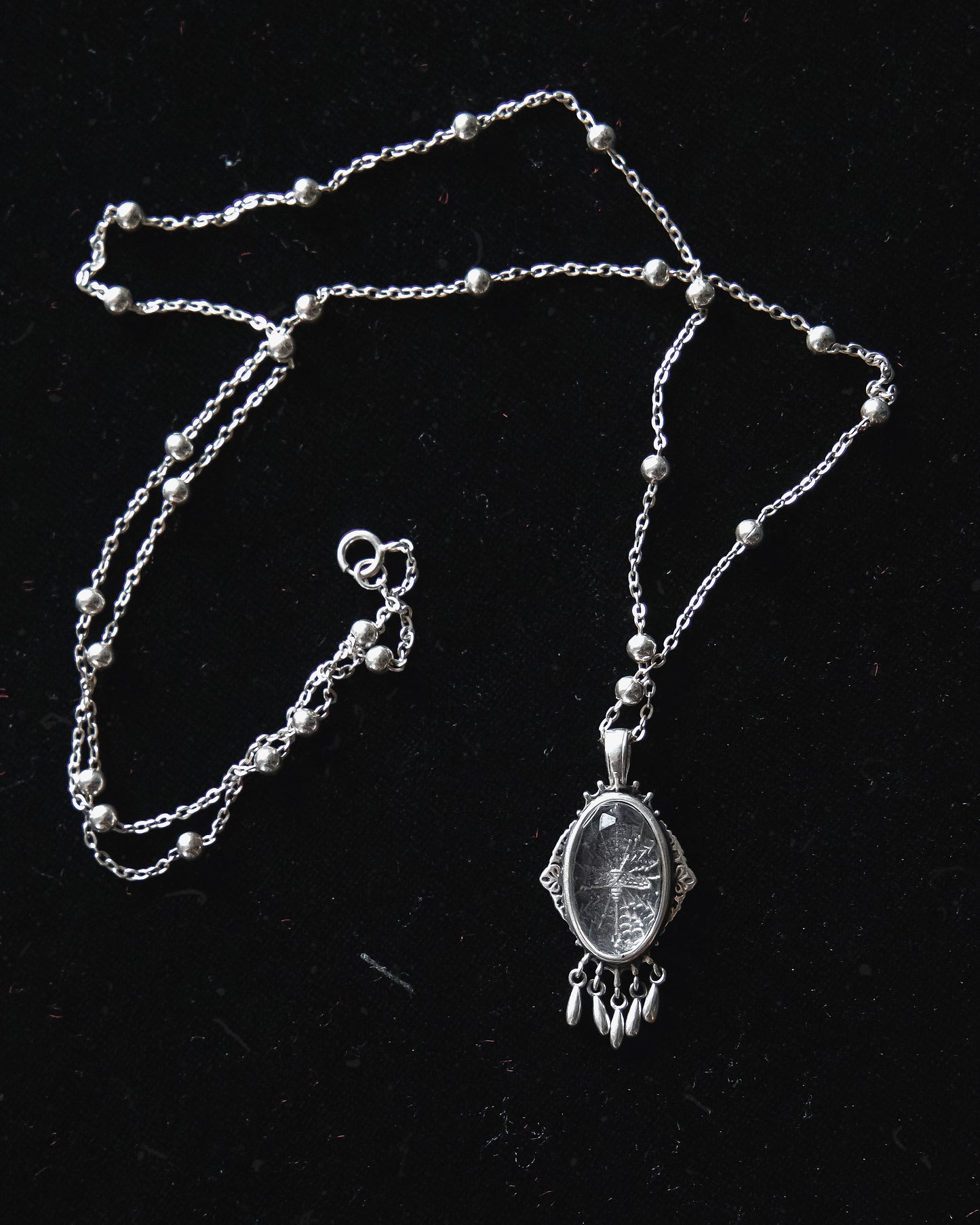 The "Ghost Moth Bride" Glass Casket Necklace
