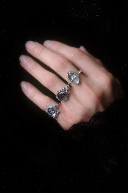 The "Ghost Moth Bride" Glass Casket Ring