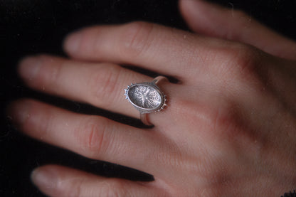 The "Ghost Moth Bride" Glass Casket Ring