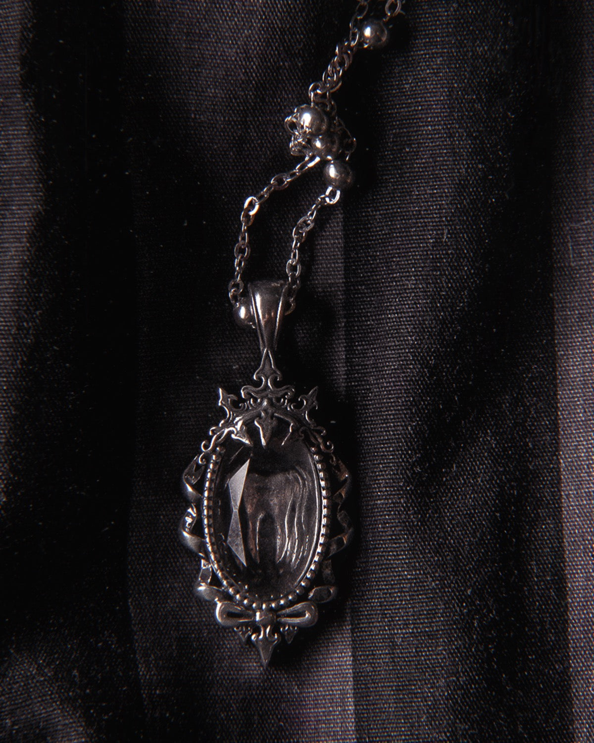 The "Black Ribbon Asylum" Glass Casket Necklace