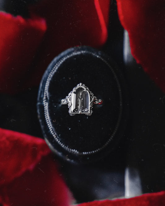 PRE-ORDER: The "Mourning Candle” Glass Casket Ring